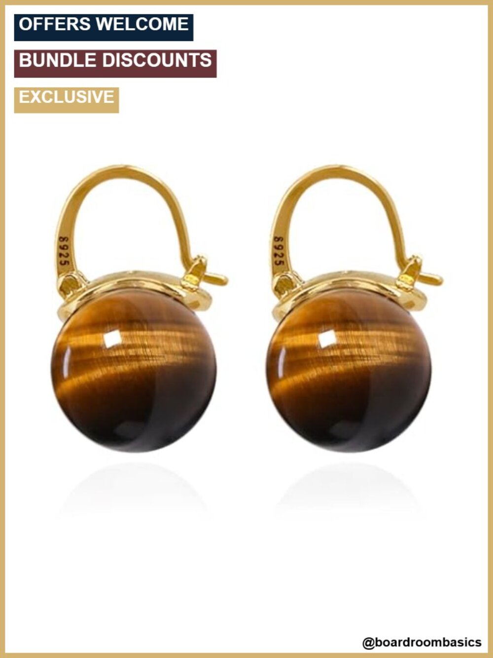 925 Sterling Silver Tiger's Eye Drop Dangle Earrings Leverback